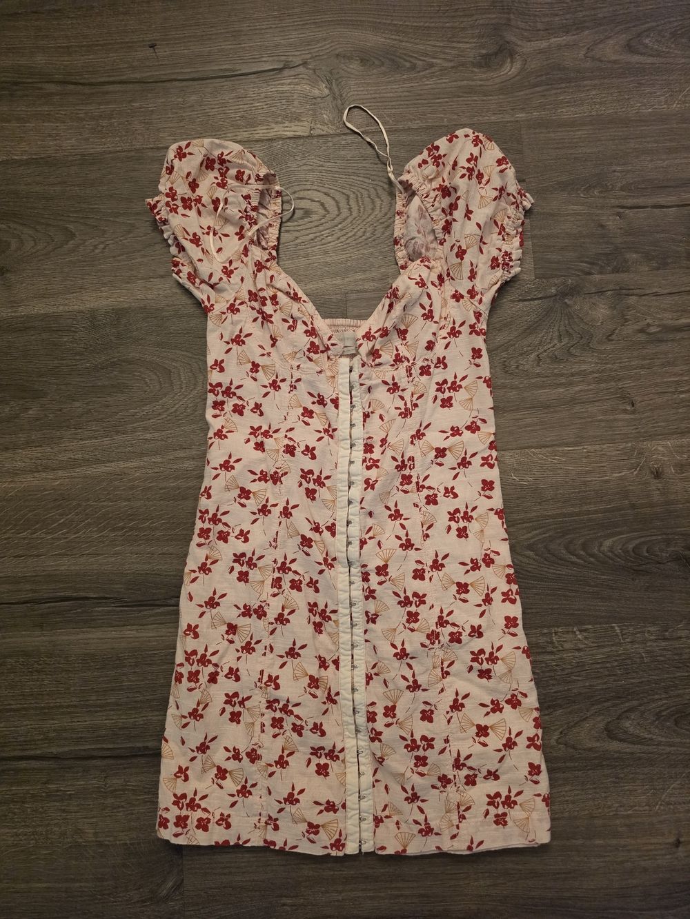 Urban Outfitters Cream Mini Dress with Red Floral Print